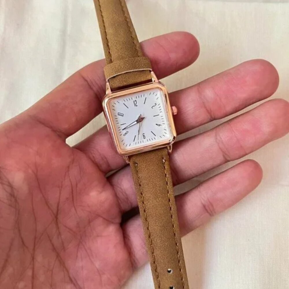 brown old money luxury square leather watch - Picture 8 of 8